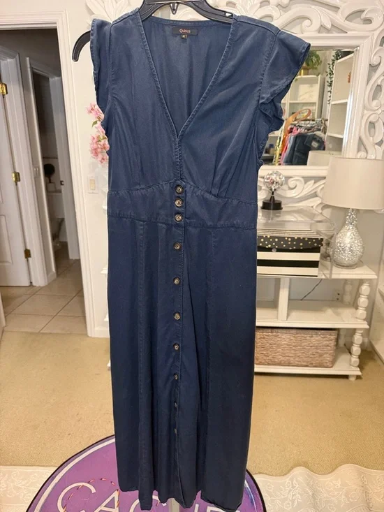 QUINCE Navy Midi Dress • M - Picture 2 of 8